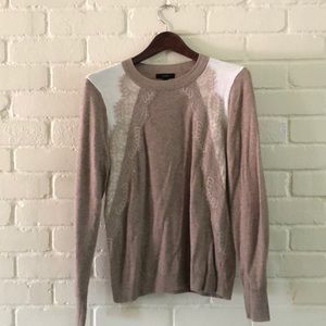 J. Crew Colorblock Lace Panel Sweater